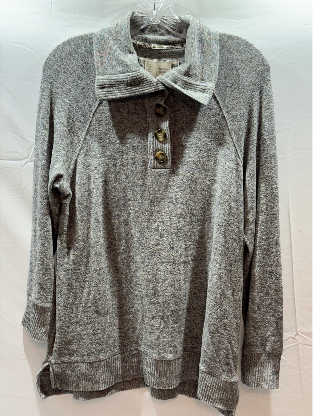 Anthropologie Saturday Sunday Gray Marled Pullover Sweater Tunic Size S Collared